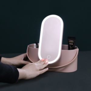 0 main h amp joy boite de rangement de maquillage avec miroir lumineux led organiseur portable de voyage pour produits cosmetiques