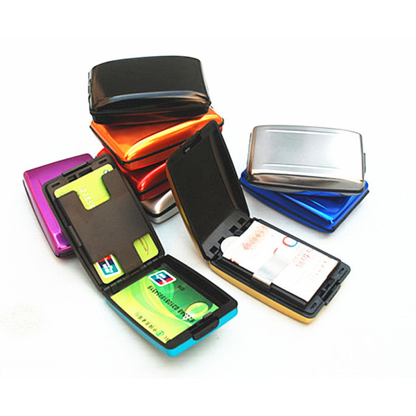 2 main etui de protection de portefeuille porte carte de visite rfid blocage de credit en metal aluminium 1pc anti scan