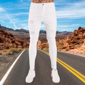 2 main jean dechire blanc pour hommes pantalon en denim slim extensible taille elastique jogging