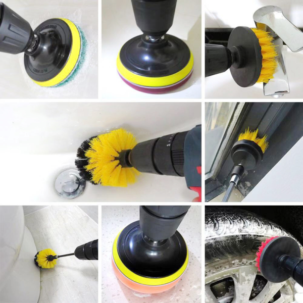 4 main brosse de nettoyage pour perceuse brosse de nettoyage polyvalente pour salle de bains sol baignoire douche cuisine voiture