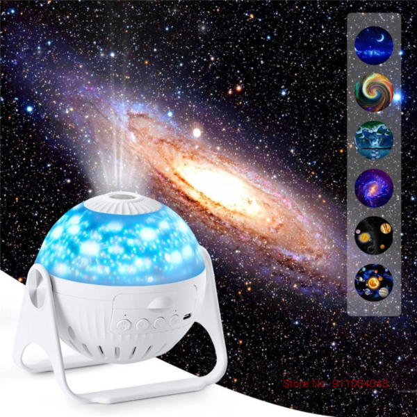 4 main top design galaxy 6 in 1 planetarium projector focusable hd 360 degree rotating starry sky blue led night light home decor gifts