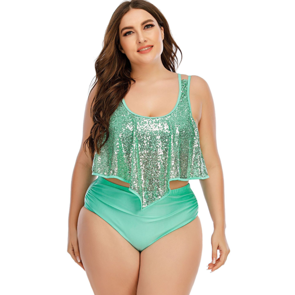 5 main 2021 summer plus size two pieces women39s bikinis set cactusletter printed ruffle big swimsuit large female swimming suits 5xl