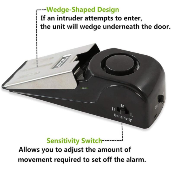 5 main wireless 125db door stop lock vibration sensor hotel alarm system security anti theft home block vibration doorstop alarm