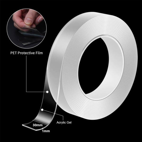 1 main 1 10m nano double sided tape heavy duty transparent adhesive strips strong sticky multipurpose reusable waterproof mounting tape
