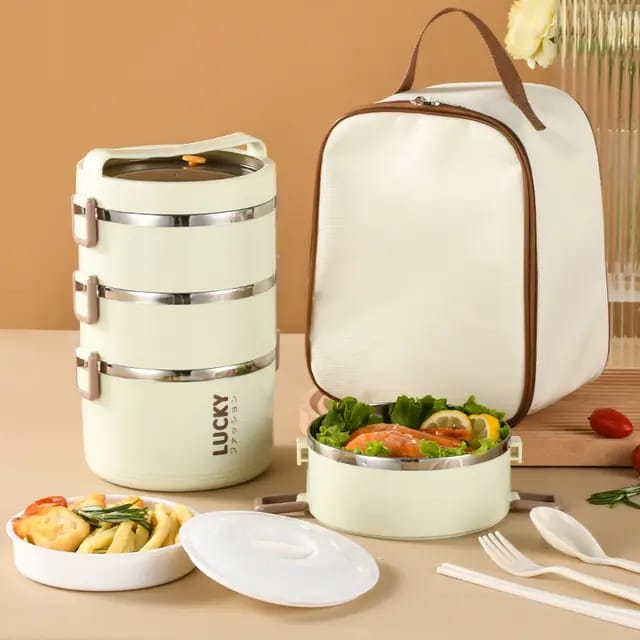 Luky stainless steel lunch box set with bag