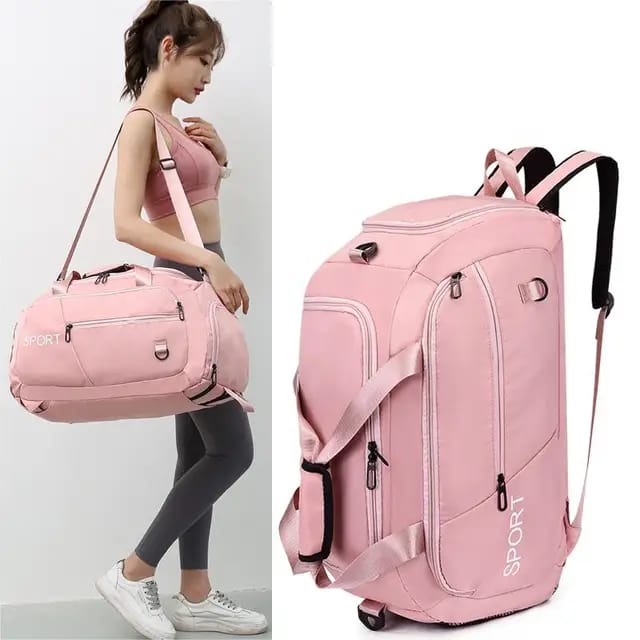 TRAVEL BACKPACK LARGE CAPACITY FITNESS GYM BAG MULTI FUNCTIONAL WITH SHOE COMPARTMENT