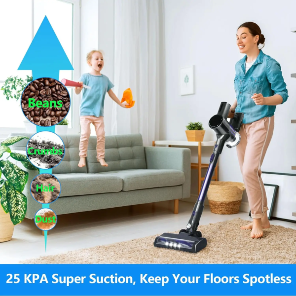 4 main cordless portable vacuum cleaner wireless for home 20kpa 250w strong suction for floor sofa curtains pet hair removable battery